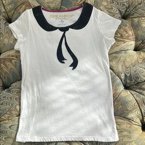 Girls Embellished White top with black trim